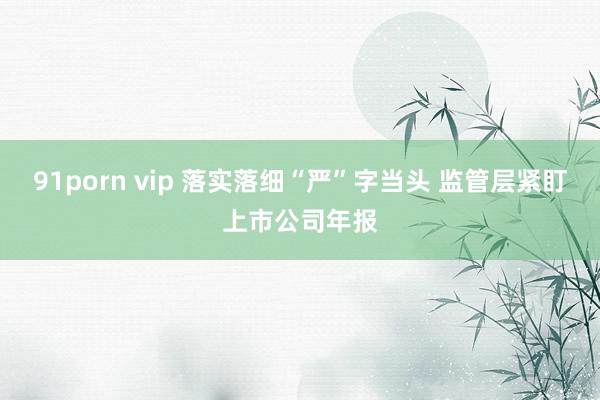 91porn vip 落实落细“严”字当头 监管层紧盯上市公司年报