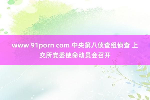 www 91porn com 中央第八侦查组侦查 上交所党委使命动员会召开