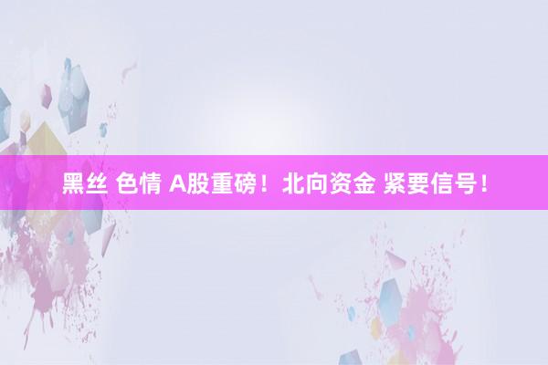 黑丝 色情 A股重磅！北向资金 紧要信号！